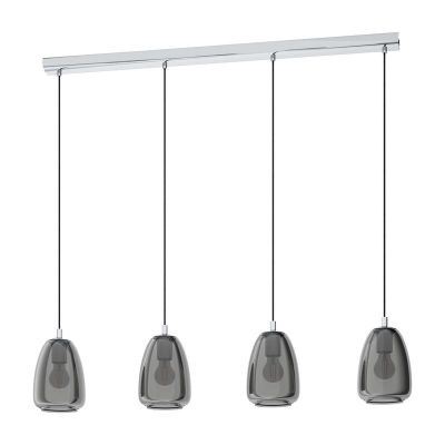 Chrom Pendelleuchte Rauchglas, Fredericus