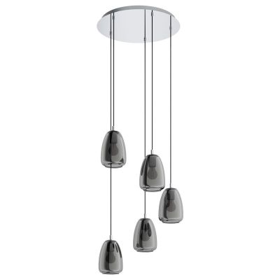 Chrom Pendelleuchte Rauchglas, Fredericus