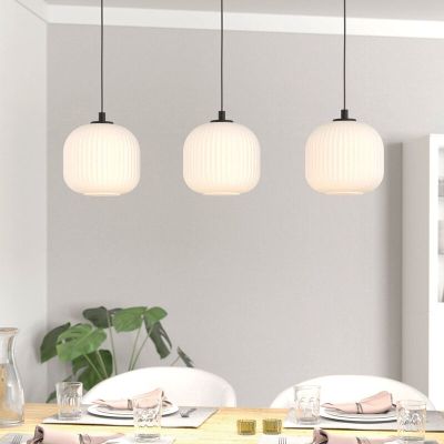 Weiße retro Pendelleuchte Glas, Elvera