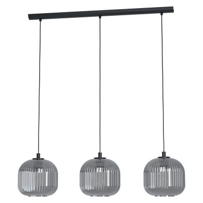 Schwarze retro Pendelleuchte Glas, Elvera