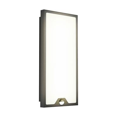 Schwarze moderne Außen Wandleuchte mit Bewegungsmelder Stahl, Lydian, 16W, 3000K LED, IP44