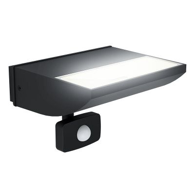 Schwarze moderne Außen Wandleuchte mit Bewegungsmelder Aluminium, Samuel, 10,5W, 3000K LED, IP44
