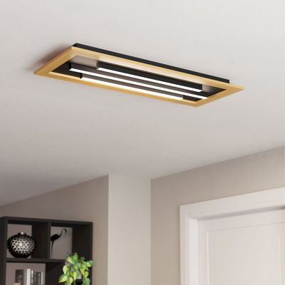 Holz design Deckenlampe Aluminium, Kyllian, 9W, warm- bis kaltweiß einstellbare LED, 3-stufig dimmbar