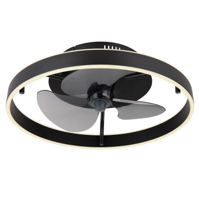 Schwarze moderne Deckenventilator Kunststoff, Joos, 40W, warm- bis kaltweiß einstellbare LED, mit Fernbedienung