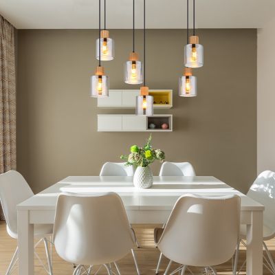 Schwarze Pendelleuchte Rauchglas, Abelon