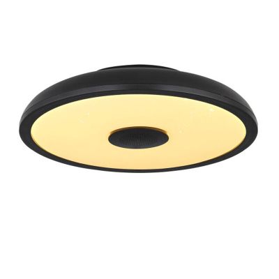 Schwarze moderne Deckenlampe Kunststoff, Musica, 18W, in Lichtfarbe einstellbare LED, IP44, mit Fernbedienung