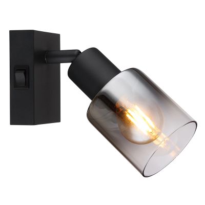 Schwarze moderne Wandstrahler Metall, Norbert, mit Schalter