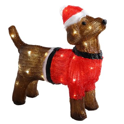 Weihnachtshund aus Acryl, LED - 38 cm