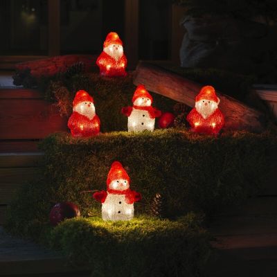 3 LED-Weihnachtsmänner und 2 LED-Schneemänner, für drinnen und draußen