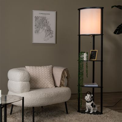 Schwarze Stehlampe Modern, Menno, mit Zugschalter