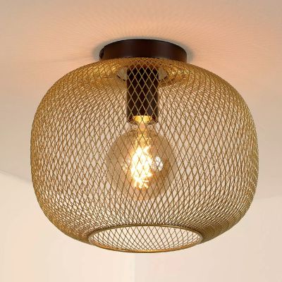 Goldene Deckenlampe Vintage, Mesh