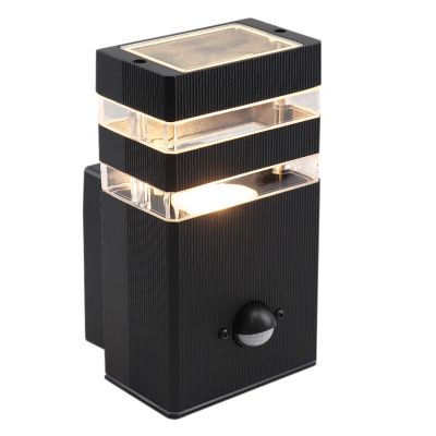 Aluminium Außen Wandleuchte mit Bewegungsmelder Schwarz, Albin, IP54