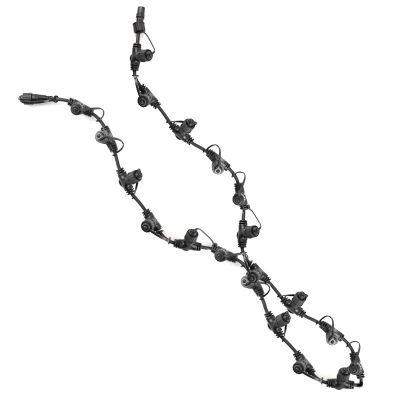 2 m schwarzes Verteilerkabel, mit 20 Ausgängen