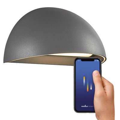 Graue Smart Außenleuchte Modern, Arcus Smart, 9,5W, 2700K LED, IP54