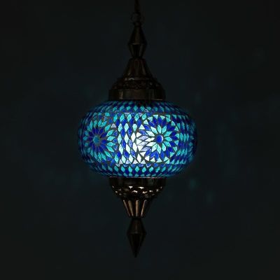 Blaue Mosaik Pendelleuchte Orientalisch, Aicha