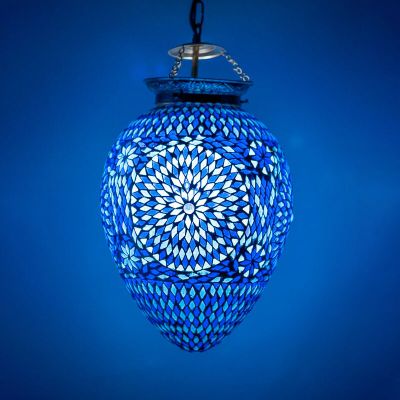 Blaue Mosaik Pendelleuchte Orientalisch, Isa
