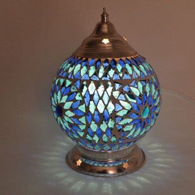Blaue Mosaik Tischleuchte Orientalisch, Sabri