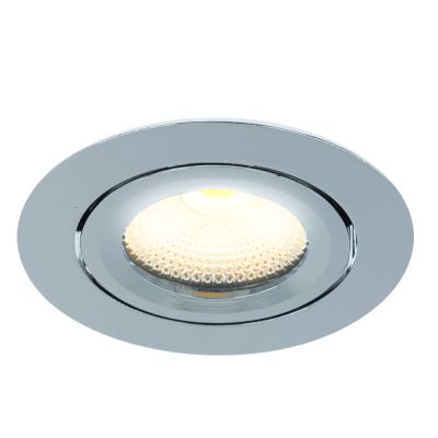 Chrom Einbaustrahler mit 12V Treiber, Wimke, 5W, 2700K LED, IP44