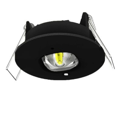 Schwarzer Notlicht-Einbaustrahler, 1W, 6000K LED, IP22