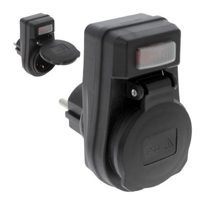 Stecker geerdeter Schalter Lampe 10 / 16A IP44 Schwarz