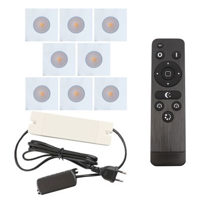 8 eckige weiße Einbaustrahler Terrassenüberdachung Dico, IP65, inkl. Anschlussset und Fernbedienung