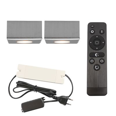 2 eckige chrom Aufbaustrahler Terrassenüberdachung Fredo, IP44, inkl. Anschlussset und Fernbedienung