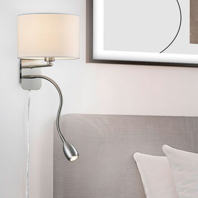 Nickel Wandleuchte Metall, Ledbury, mit Schalter