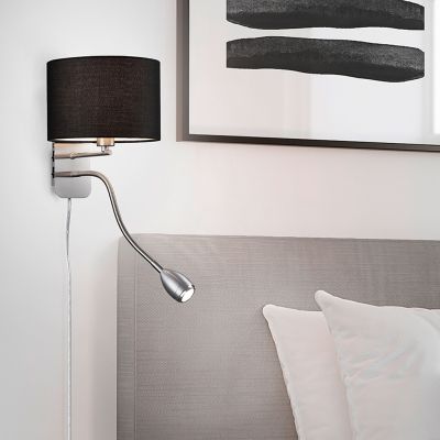 Nickel Wandleuchte Metall, Ledbury, mit Schalter