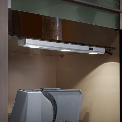 Silberne Küchenschrankbeleuchtung Kunststoff, Sarila, 1W, 3000K LED, mit Schalter