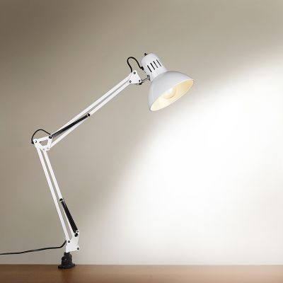 Weiße Schreibtischlampe Metall, Kinshasa, mit Schalter