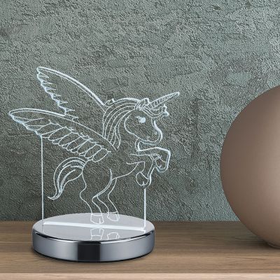 Chrom Kinderzimmer Tischleuchte Design, Berivan, 7W, warm- bis kaltweiß einstellbare LED, mit Schalter