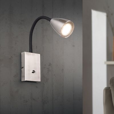 Nickel Wandleuchte Modern, Joanne, mit Schalter