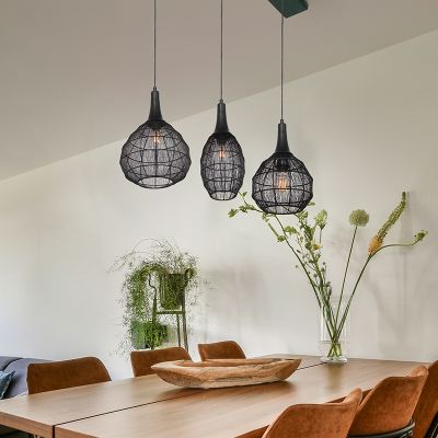 Schwarze Pendelleuchte Landhaus, Rins