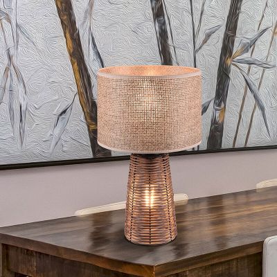 Rattan Tischleuchte Braun, Fadila, mit Schalter