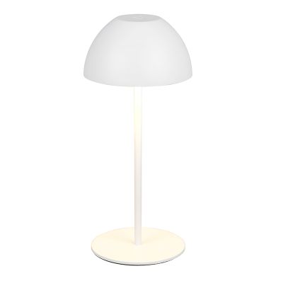 Weiße aufladbare Tischlampe Kunststoff, Mikhail, 2W, 3000K LED, IP44, mit Touch-Dimmer
