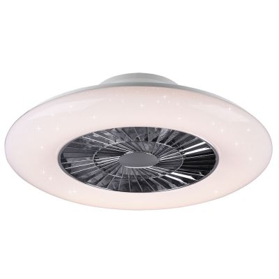 Chrom Deckenventilator Modern, Damia, 40W, warm- bis kaltweiß einstellbare LED, mit Fernbedienung