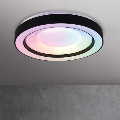 Schwarze Deckenlampe Modern, Navin, 22W, RGBW LED, mit Fernbedienung