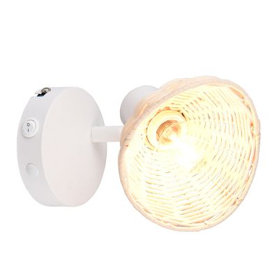 Rattan Wandleuchte Braun, Sijmen, mit Schalter