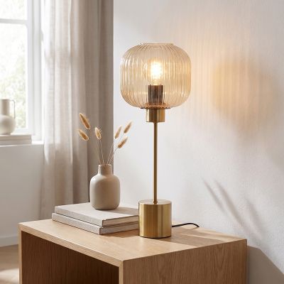 Design Tischleuchte Bernstein, Charlois, mit Schalter