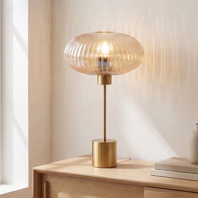 Design Tischleuchte Bernstein, Charlois, mit Schalter
