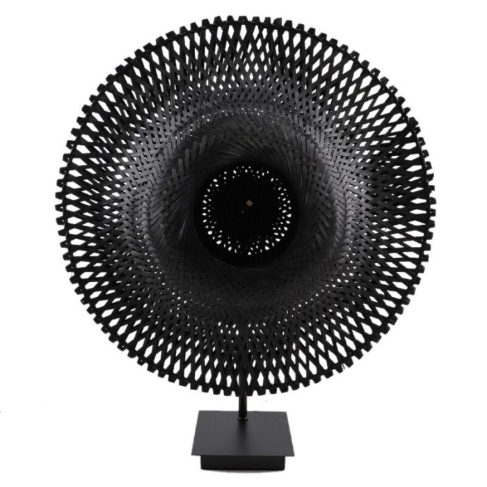 Rattan Tischleuchte Schwarz, Cordoba, mit Schalter