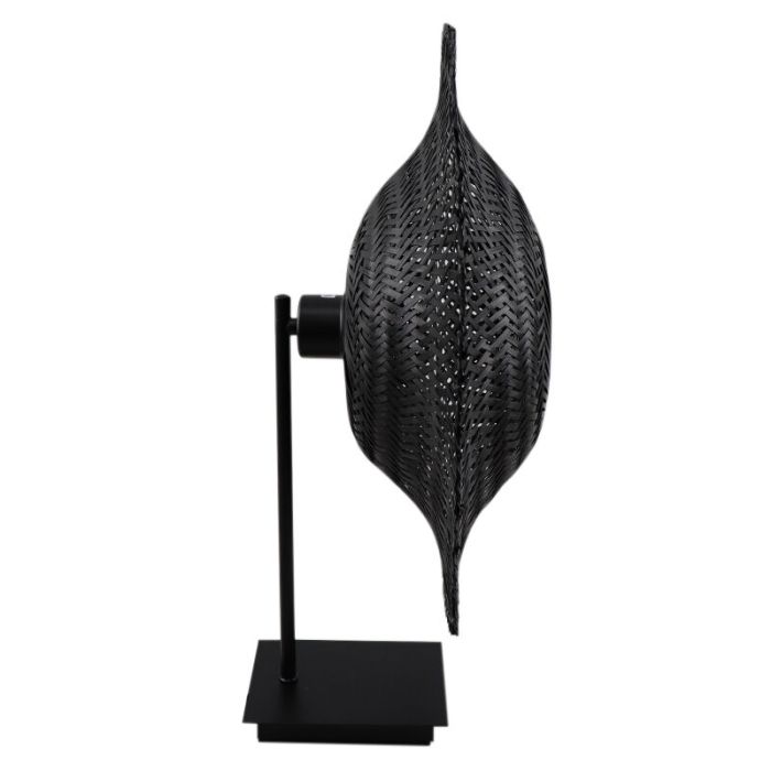Rattan Tischleuchte Schwarz, Cordoba, mit Schalter