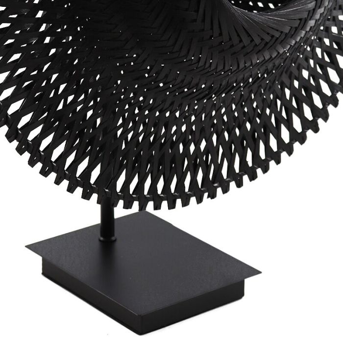 Rattan Tischleuchte Schwarz, Cordoba, mit Schalter