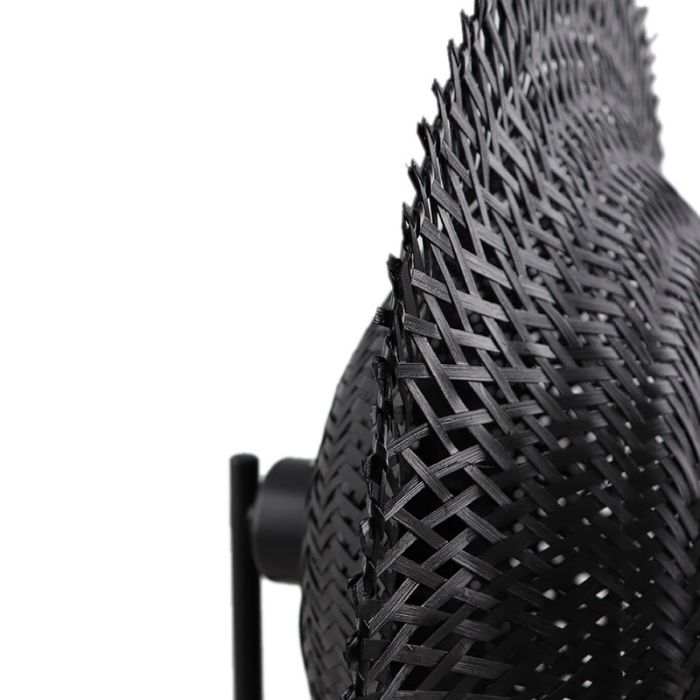 Rattan Tischleuchte Schwarz, Cordoba, mit Schalter