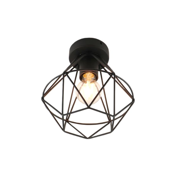 Industrielle Deckenleuchte Jochem, schwarz, Metall