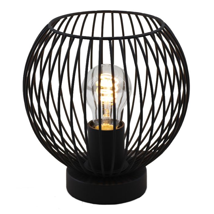 Industrielle Tischlampe Wiro, schwarz, Metall, Mit Schalter