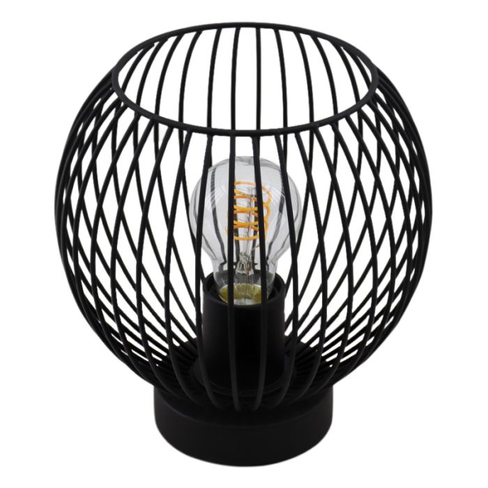 Industrielle Tischlampe Wiro, schwarz, Metall, Mit Schalter