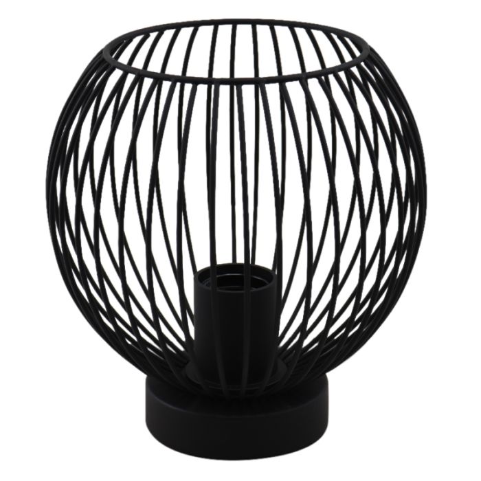Industrielle Tischlampe Wiro, schwarz, Metall, Mit Schalter