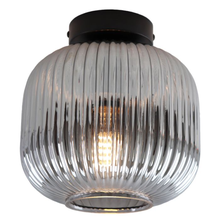 Graue Deckenleuchte Charlois, Glas, retro