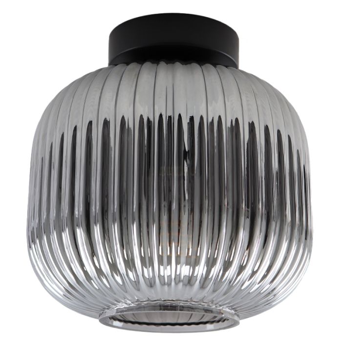 Graue Deckenleuchte Charlois, Glas, retro